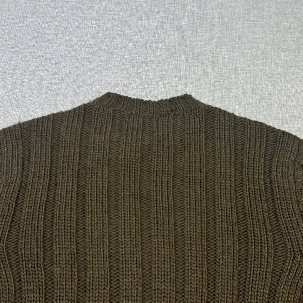 Polo Ralph Lauren Vintage Wool Ribbed Fisherman Sweater Mens Large Green Brown